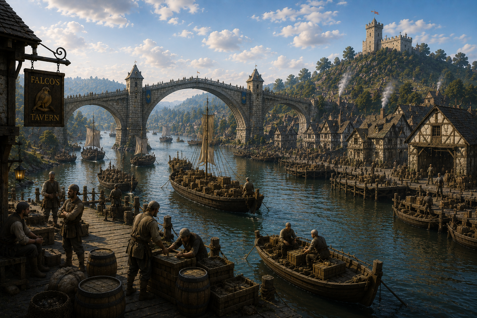 Barges, Bridges, and Bustle 1a