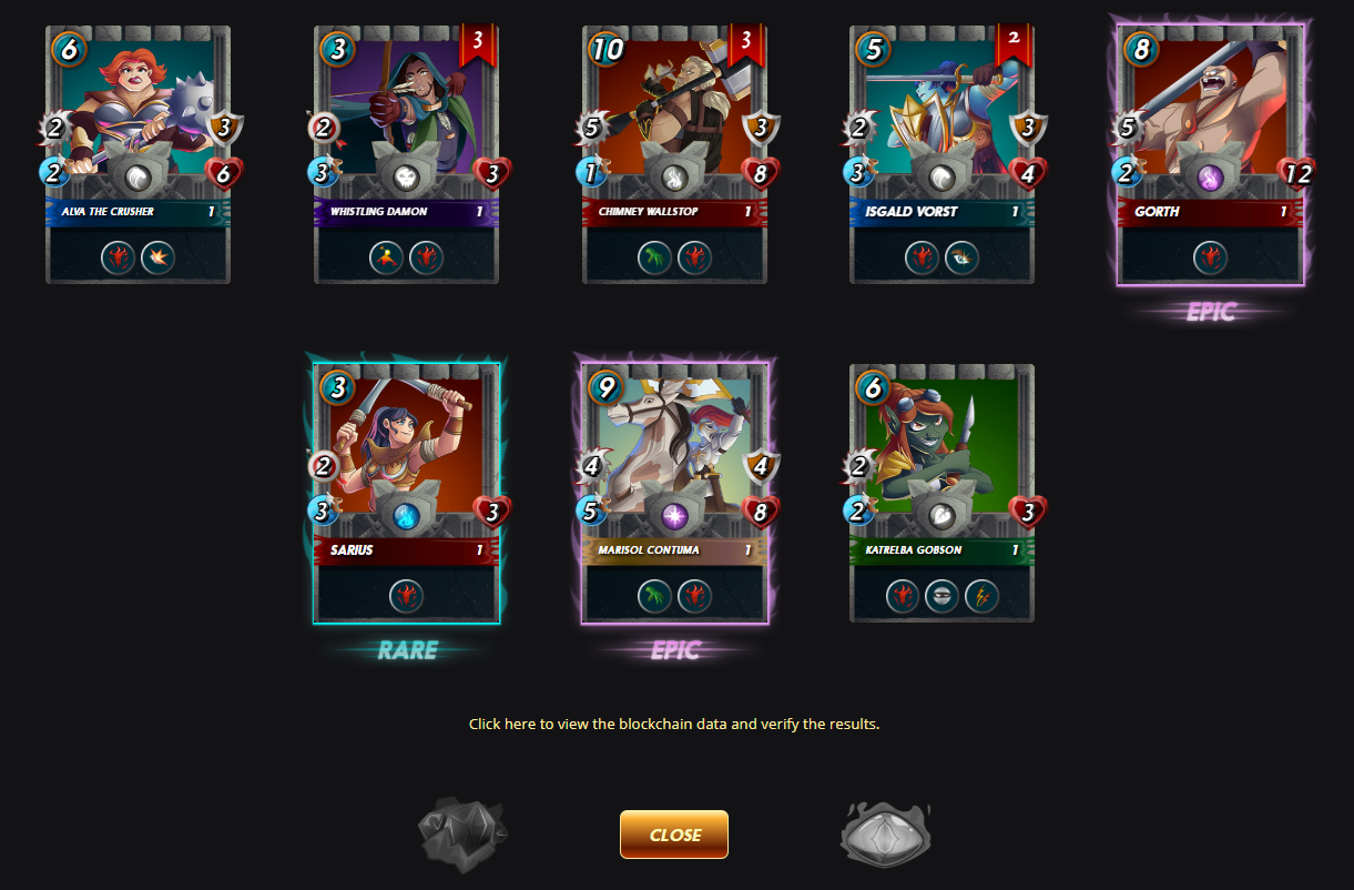 Opening 6 Gladius Cases in Splinterlands
