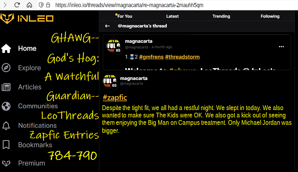 GHAWG-- God's Hog: A Watchful Guardian-- LeoThreads Zapfic Entries 784-790