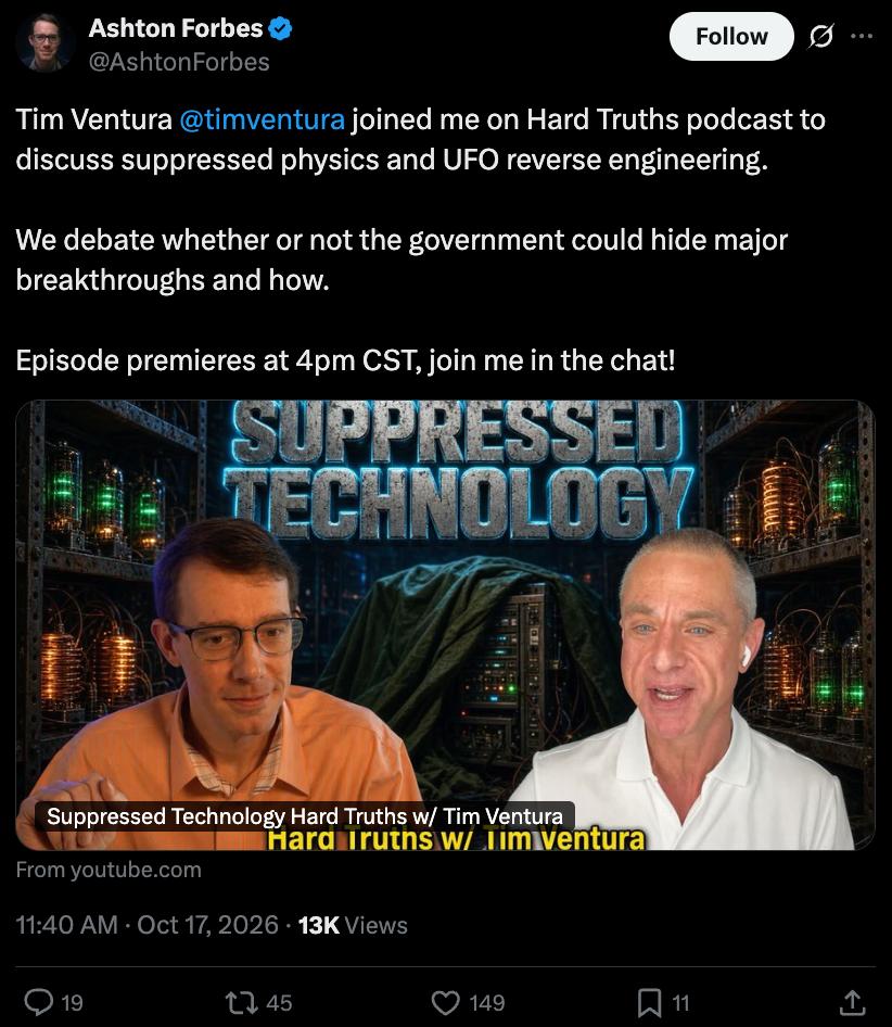 Screenshot: Tim Ventura interviewing Ashton Forbes about MH370