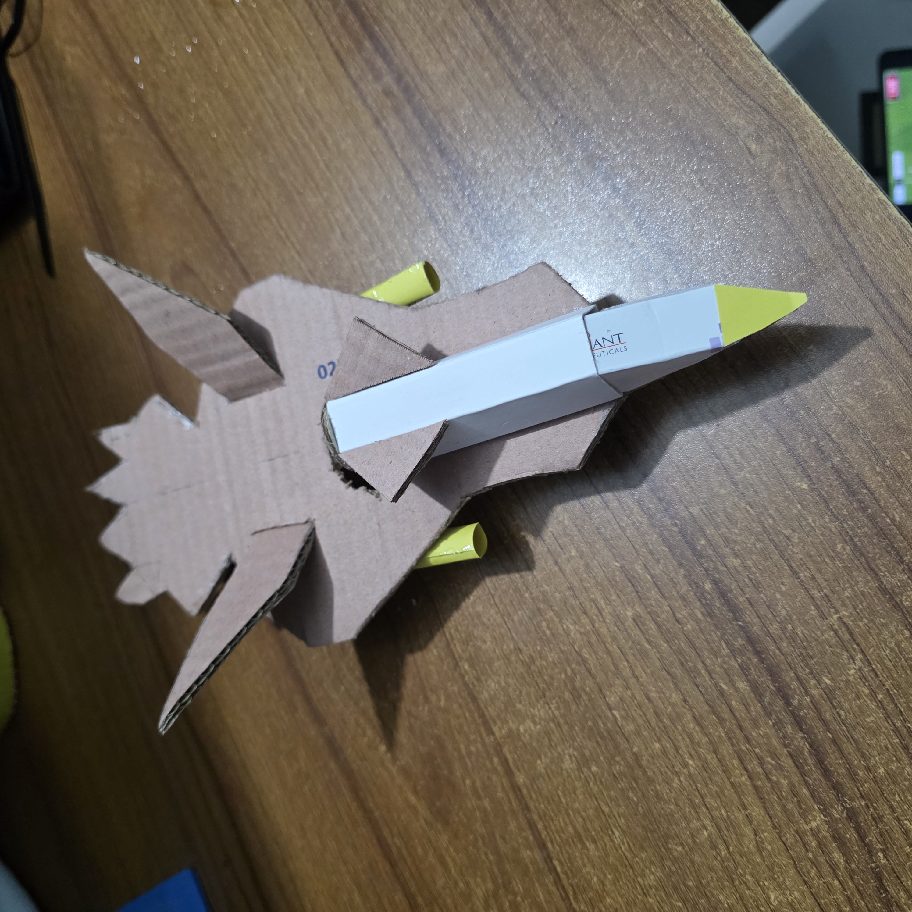 F-22 fighter raptor made of cardboard
